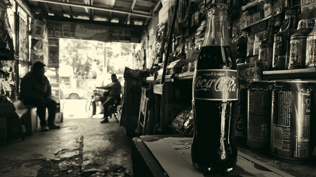 Mexican Coke bottles in a neighborhood tiendita cooler