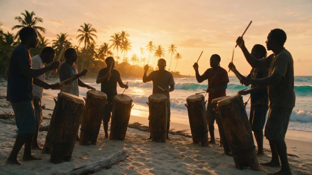 Who Are the Garífuna? The Africans Who Were Never Enslaved Illustration: Garifuna drummers on a Central American Caribbean beach at sunset, celebrating a culture that survived — artist's interpretation created with AI by Wehpa.