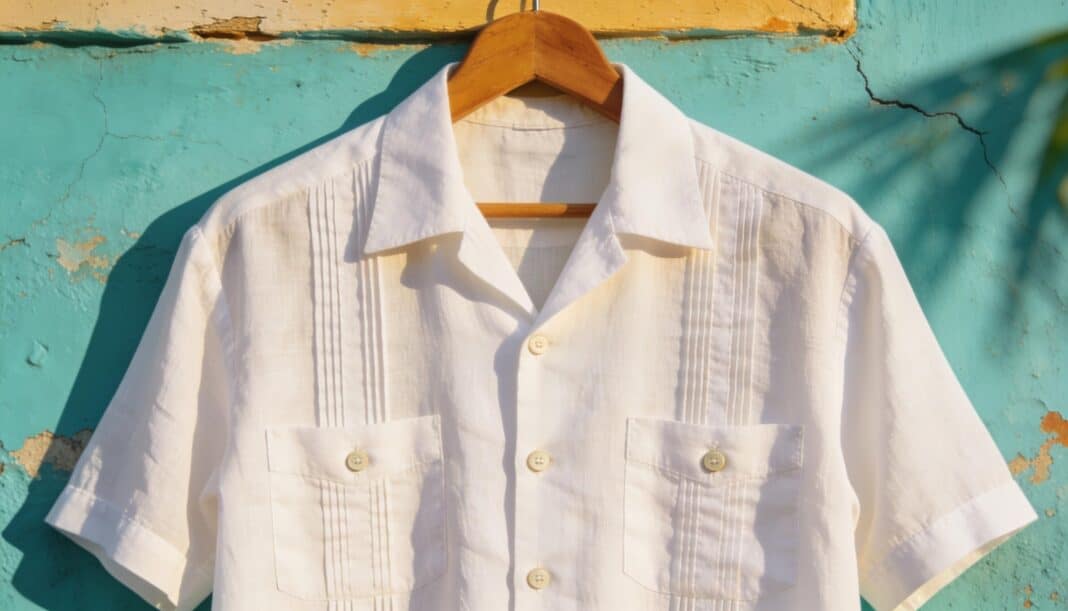 What Is a Guayabera? The History of Latin America’s Iconic Shirt What is a guayabera — a white linen four-pocket pleated shirt on a Caribbean wall