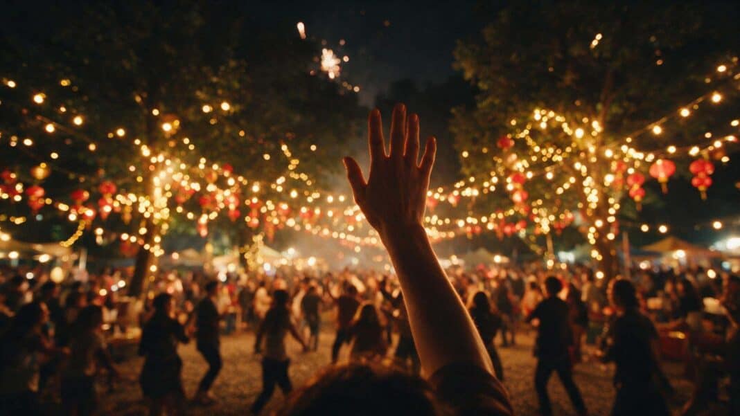 What Does Wepa Mean? The Puerto Rican Word Behind the Shout Illustration of a raised hand mid-celebration under warm string lights, evoking the shout wepa