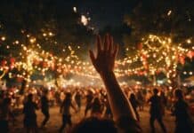 What Does Wepa Mean? The Puerto Rican Word Behind the Shout Illustration of a raised hand mid-celebration under warm string lights, evoking the shout wepa